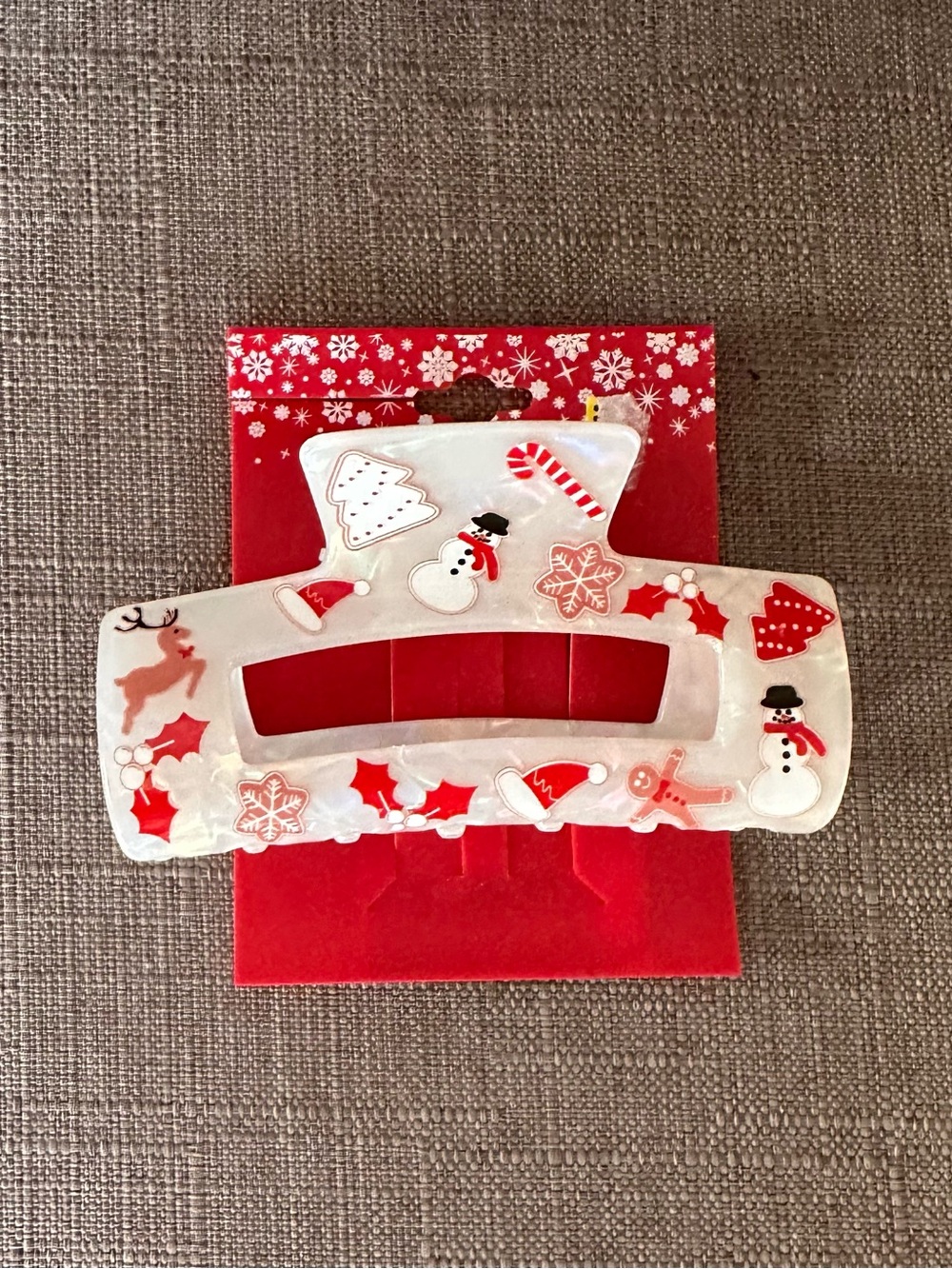 White and Red Holiday Hair Clip